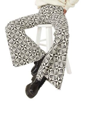 Free People Just Float On Black & White Printed Geometric Flare Pants